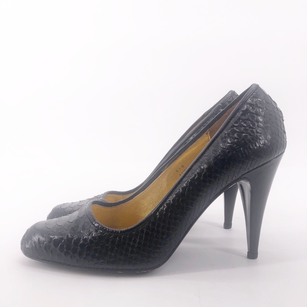 Vintage Coach Black Snakeskin Heels Made In Italy
